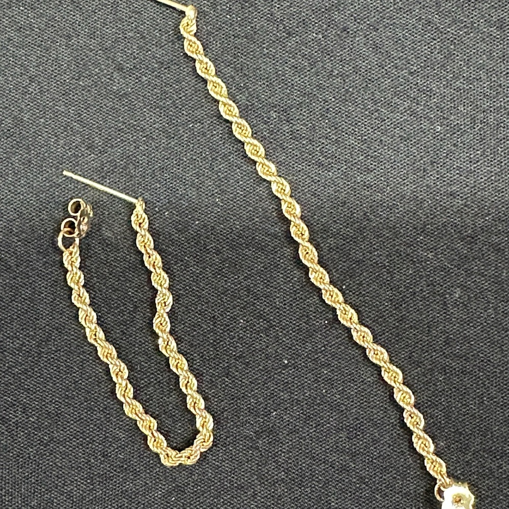Beautiful 14k Yellow Gold Rope Chain Earrings